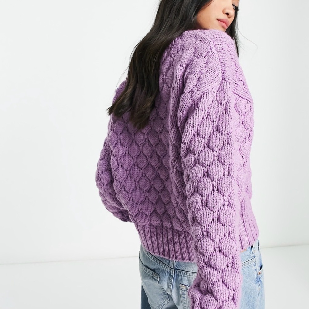 Monki textured knit sweater in purple - Picture 2 of 5